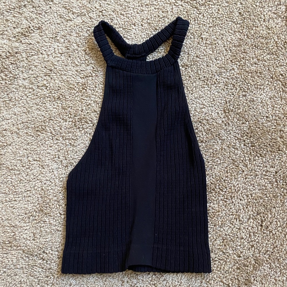 NWOT Free People Cropped Black Racer Back Tank XS